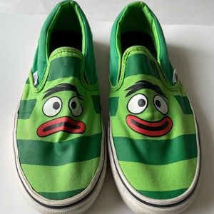 Yo Gabba Gabba Brobee Face Vans Green Slip ons